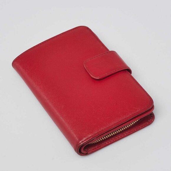 Prada Red Saffiano Leather Small Compact Wallet - Picture 2 of 9